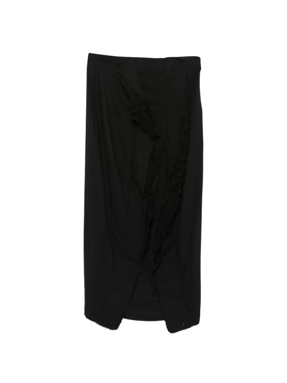 Rundholz lace-trim raw-edge midi skirt - Nero