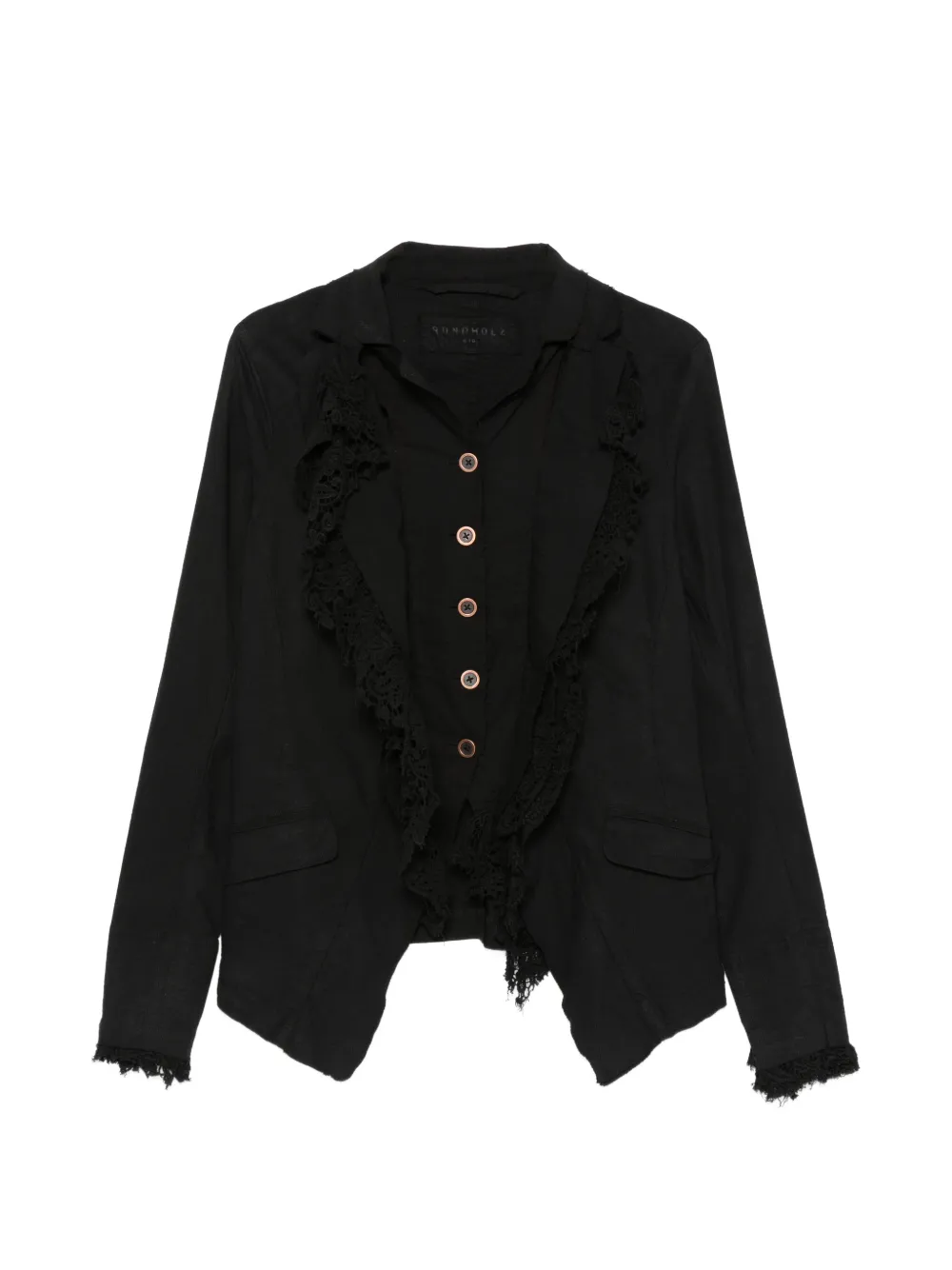 Rundholz lace-trim raw-cut jacket - Nero