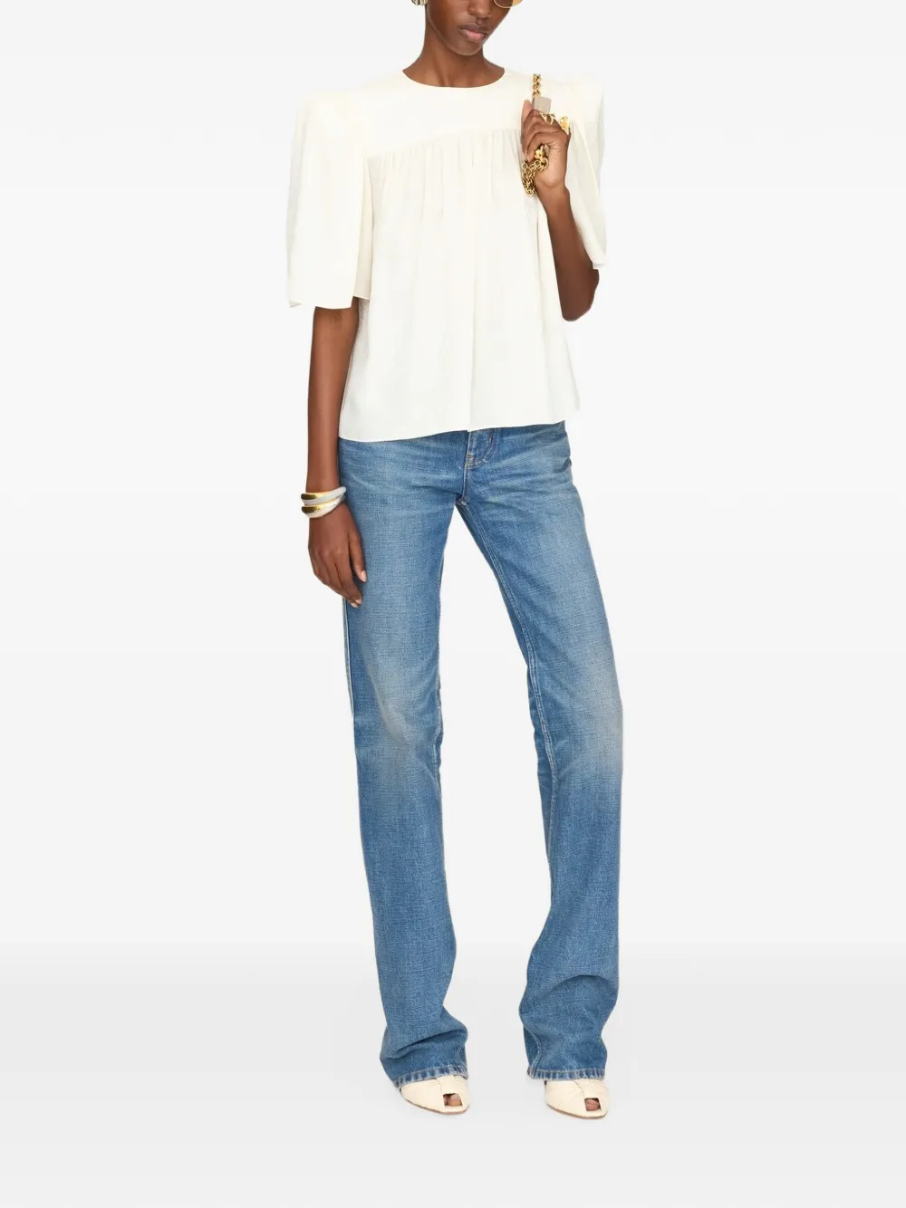 Chloé Minimal blouse met gesmockt detail Beige
