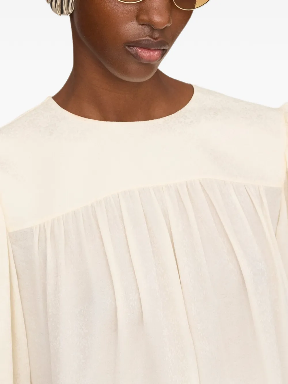 Chloé Minimal blouse met gesmockt detail Beige