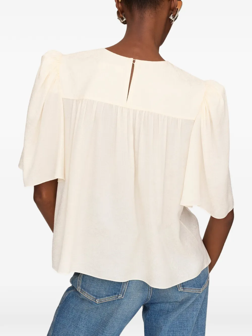 Chloé Minimal blouse met gesmockt detail Beige