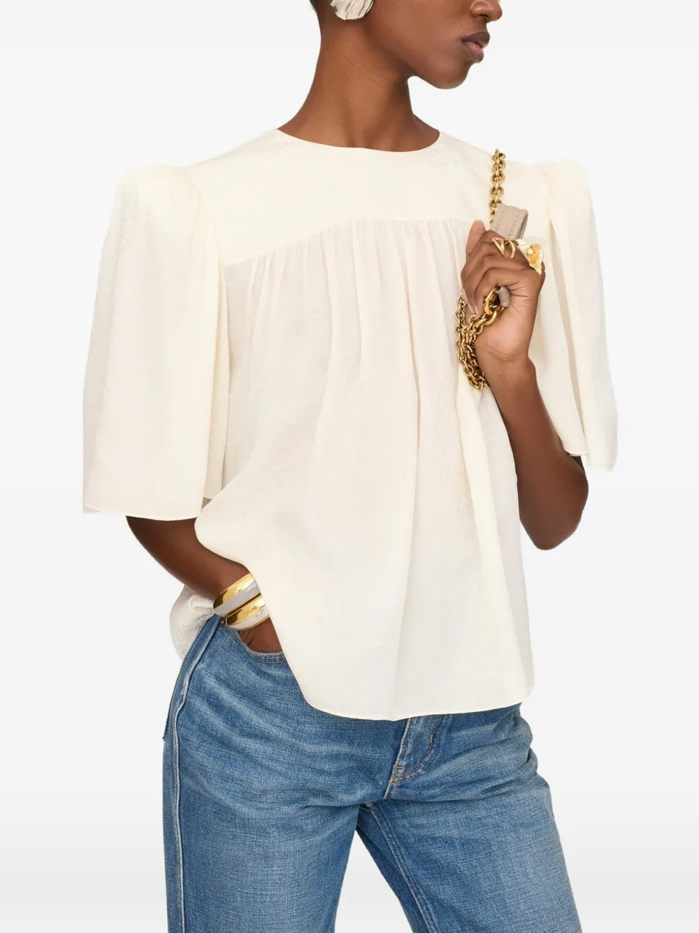 Chloé Minimal gathered-detail blouse - Toni neutri