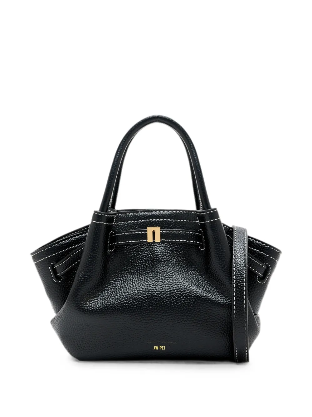 JW Pei mini Hana contrast-stitch pebbled tote bag - Nero