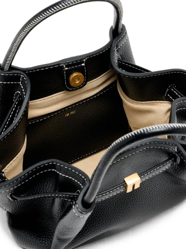 JW Pei Mini Hana contrast-stitch Pebbled Tote Bag | Black | FARFETCH