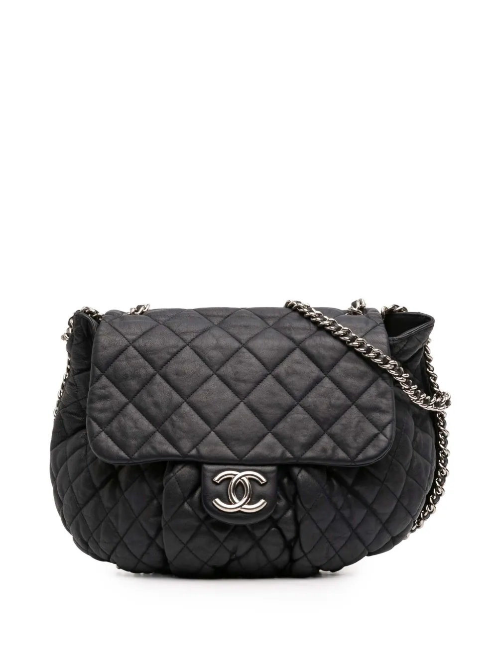 CHANEL Pre-Owned 2011 Large Washed Lambskin Chain Around Flap crossbody bag - Nero