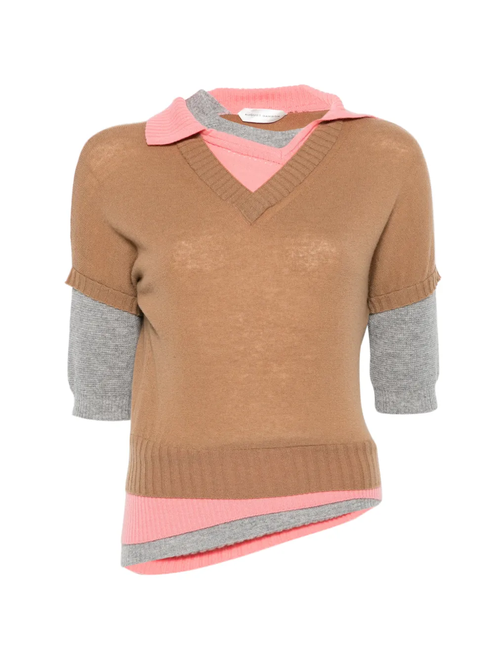 August Barron layered polo top - Marrone