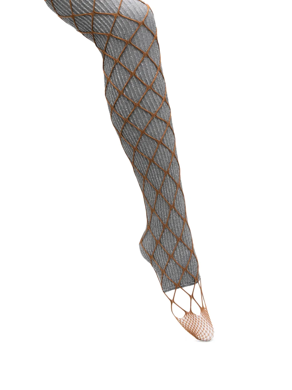 August Barron fishnet-overlay ribbed-knit tights - Silber