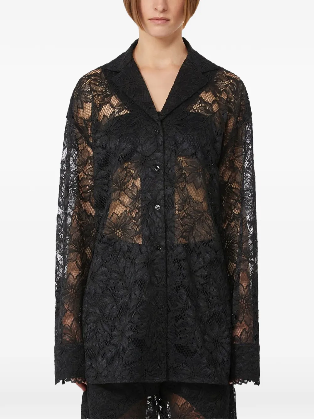 Sportmax Shirt met bloemenkant Zwart