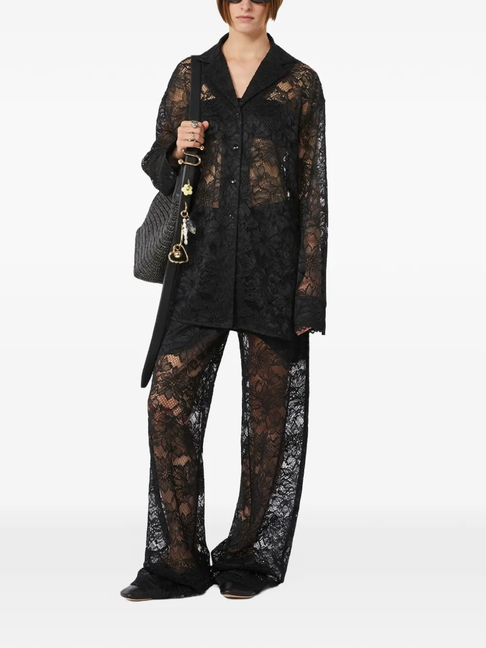 Sportmax Shirt met bloemenkant Zwart