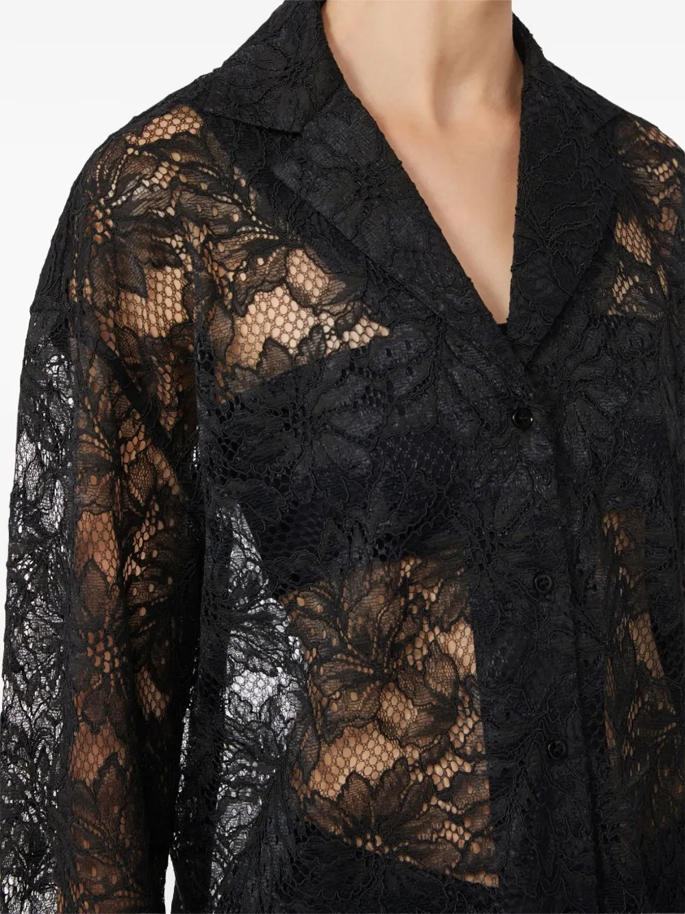 Sportmax Shirt met bloemenkant Zwart