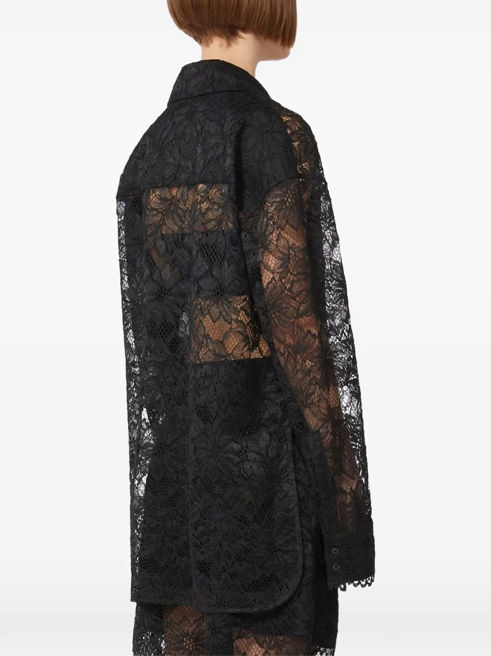 Sportmax Shirt met bloemenkant Zwart
