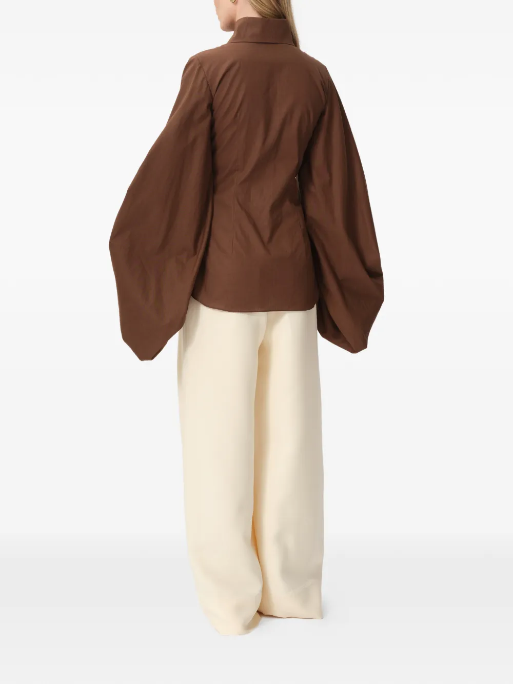  Concepto Camicia Oasis Con Maniche Bishop - Marrone 
