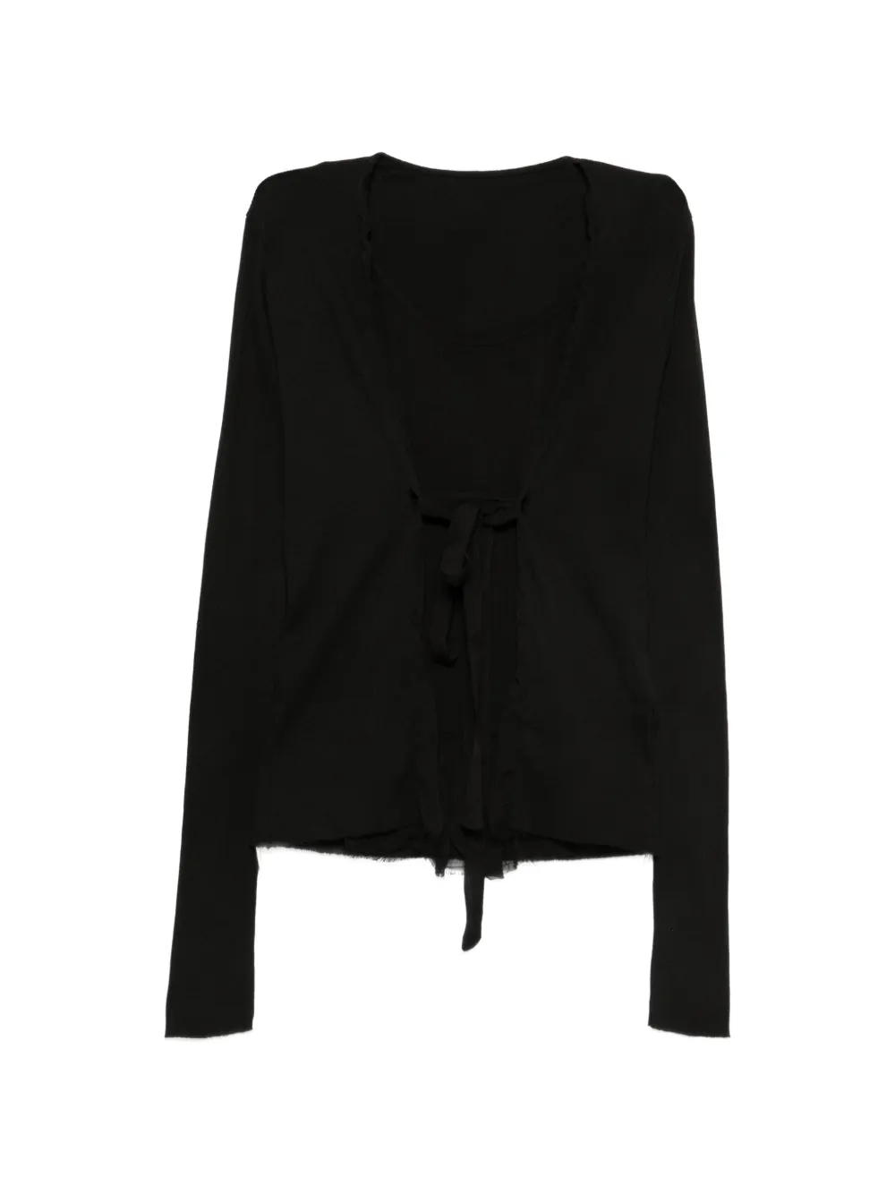Masnada ribbed tie-front cardigan - Nero