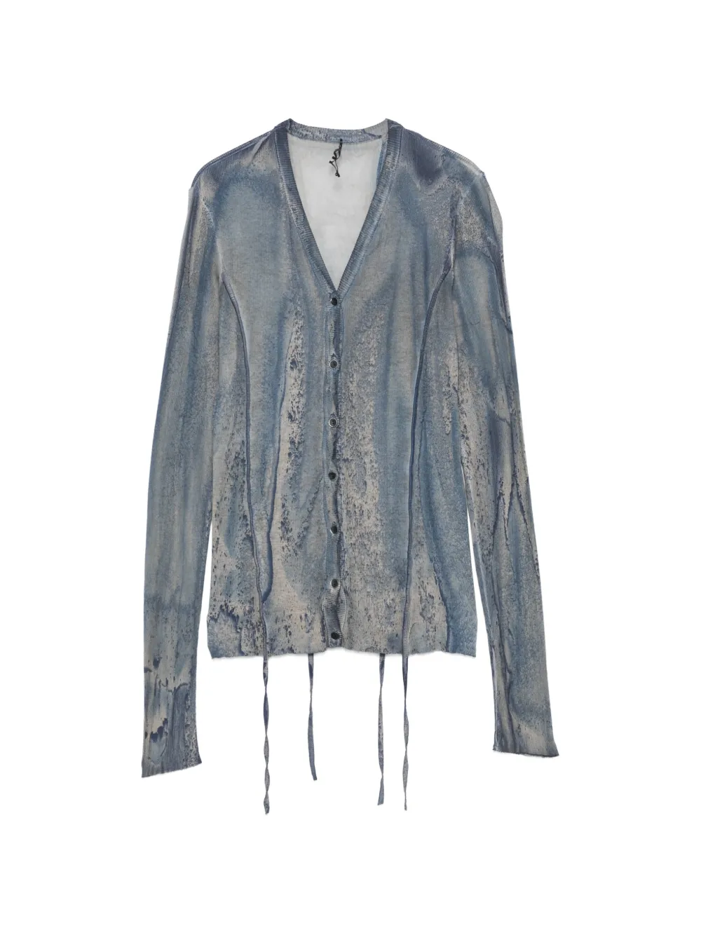 Masnada acid-wash ribbed cardigan - Blu
