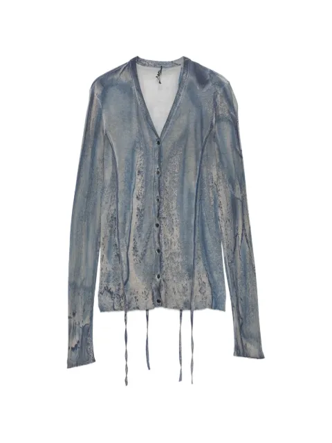 Masnada acid-wash ribbed cardigan