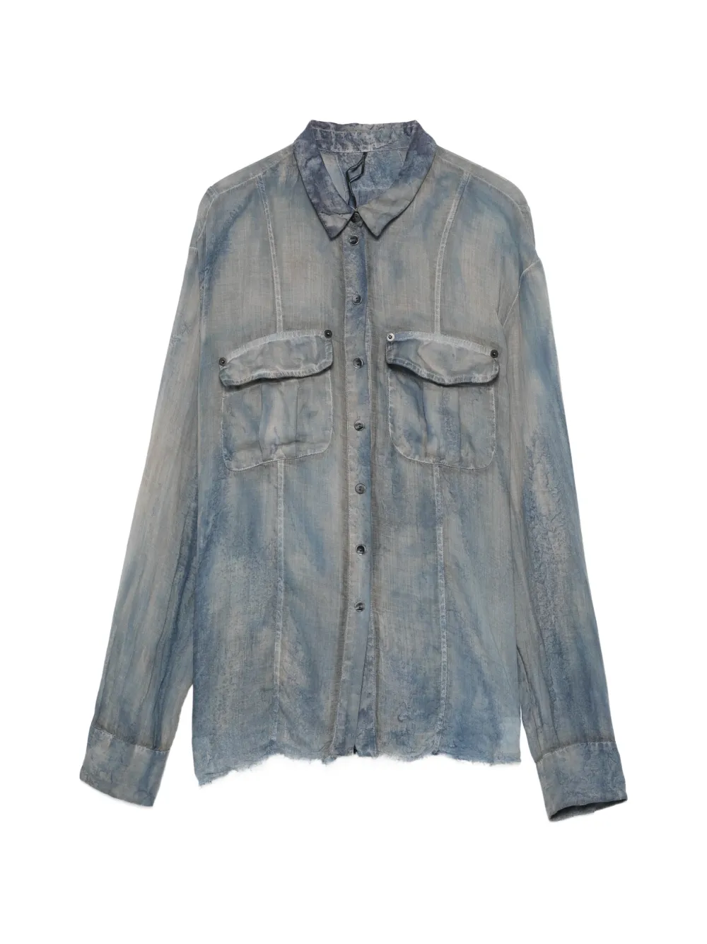 Masnada acid-wash semi-sheer shirt - Blu