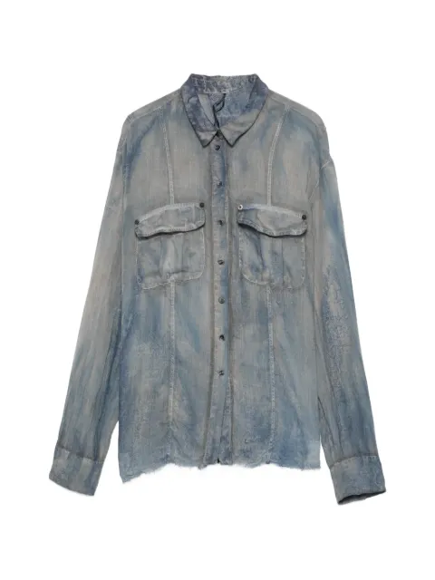 Masnada acid-wash semi-sheer shirt