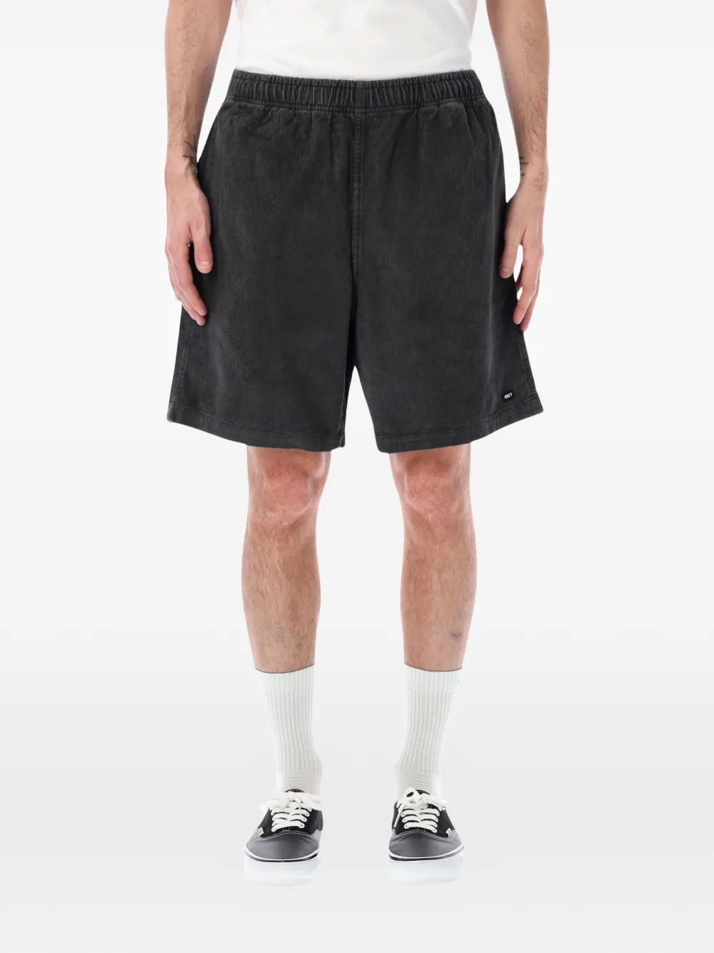 Obey Horizon corduroy elasticated shorts - Nero