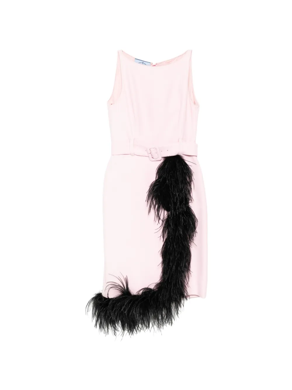 Prada Pre-Owned feather-trim belted dress - Pink