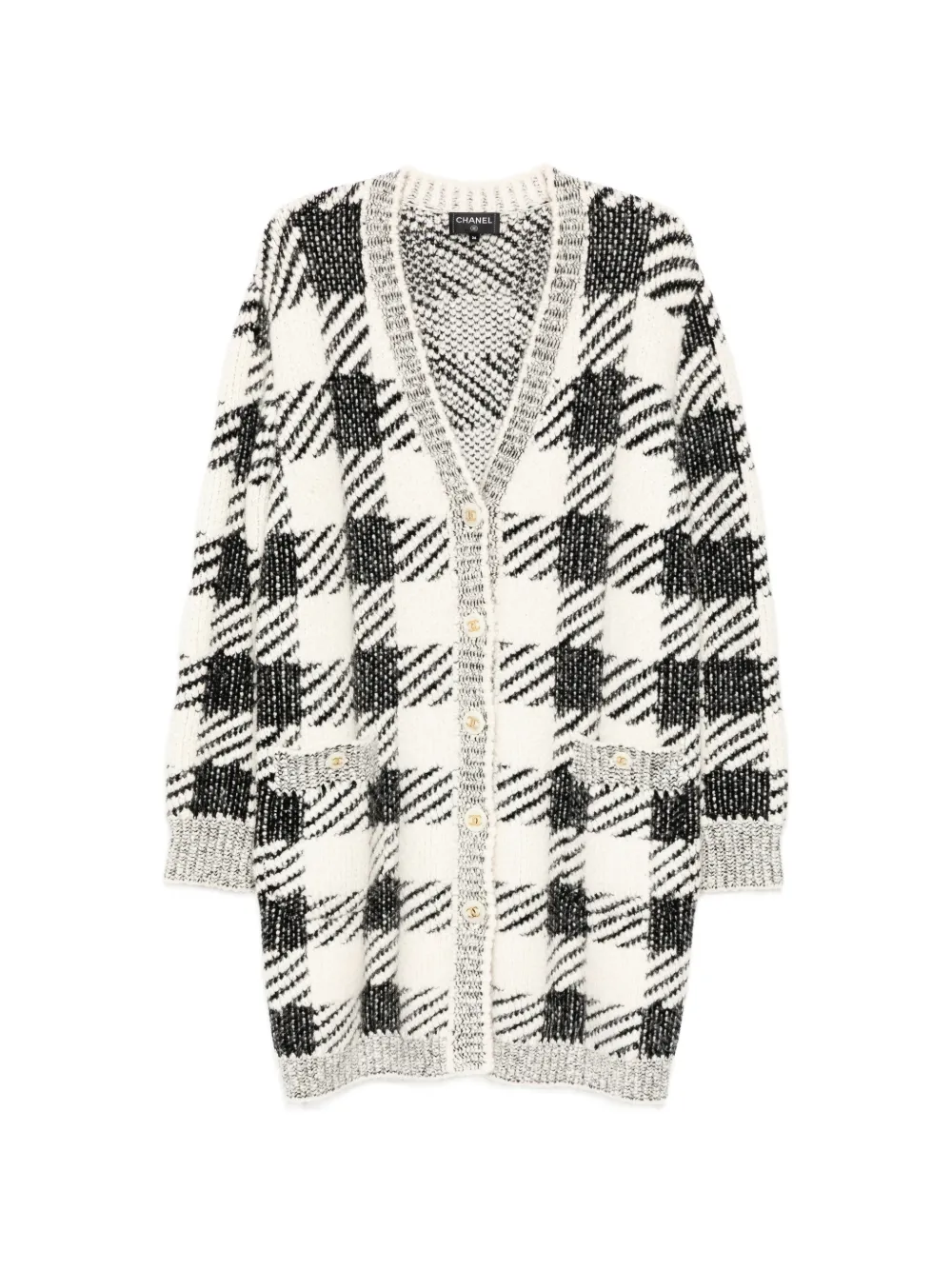 CHANEL Pre-Owned houndstooth-pattern cardigan - Toni neutri