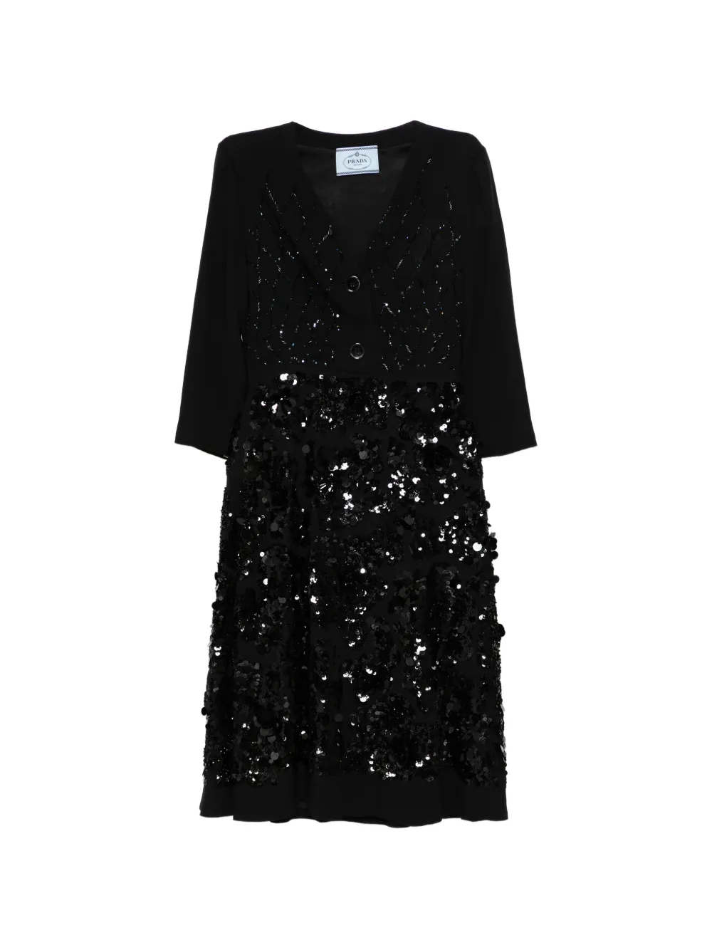 Prada Pre-Owned sequined V-neck dress - Black