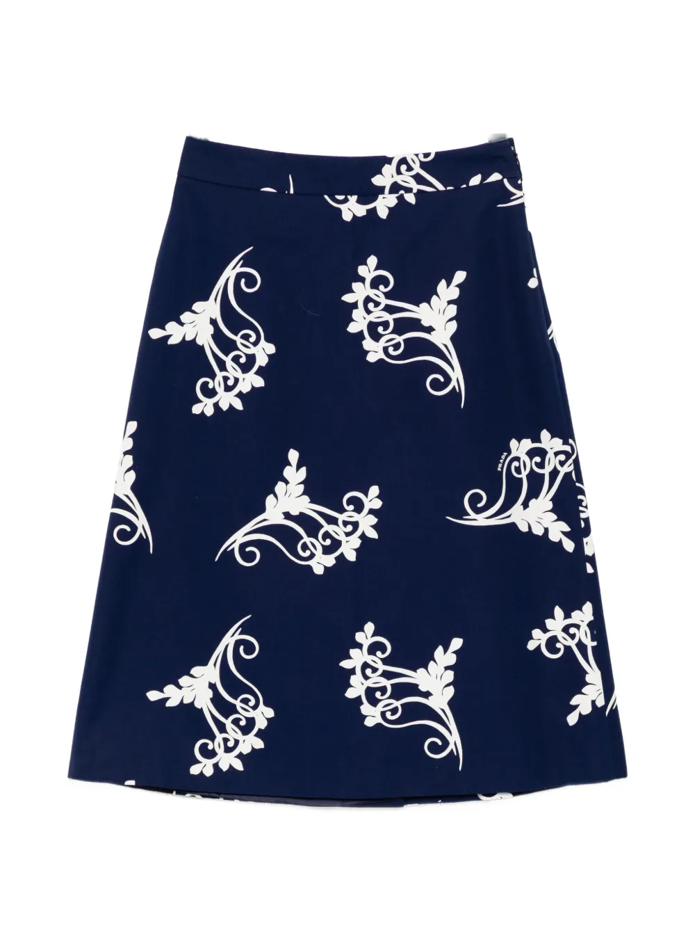 Pre-owned Prada Fan-print A-line Skirt In Blue