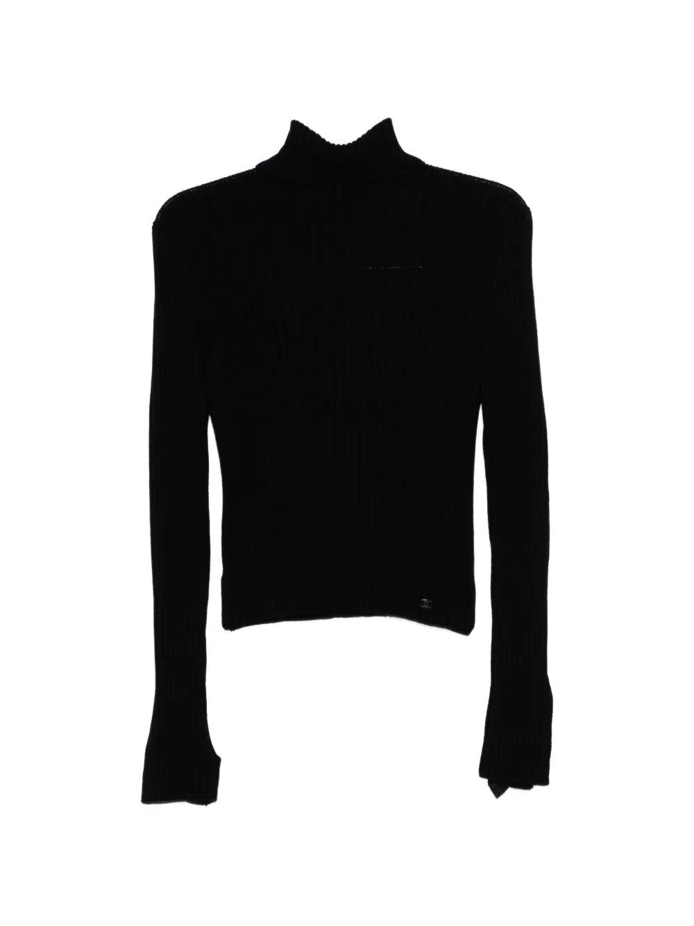 CHANEL Pre-Owned ribbed fold-over kintt top - Nero