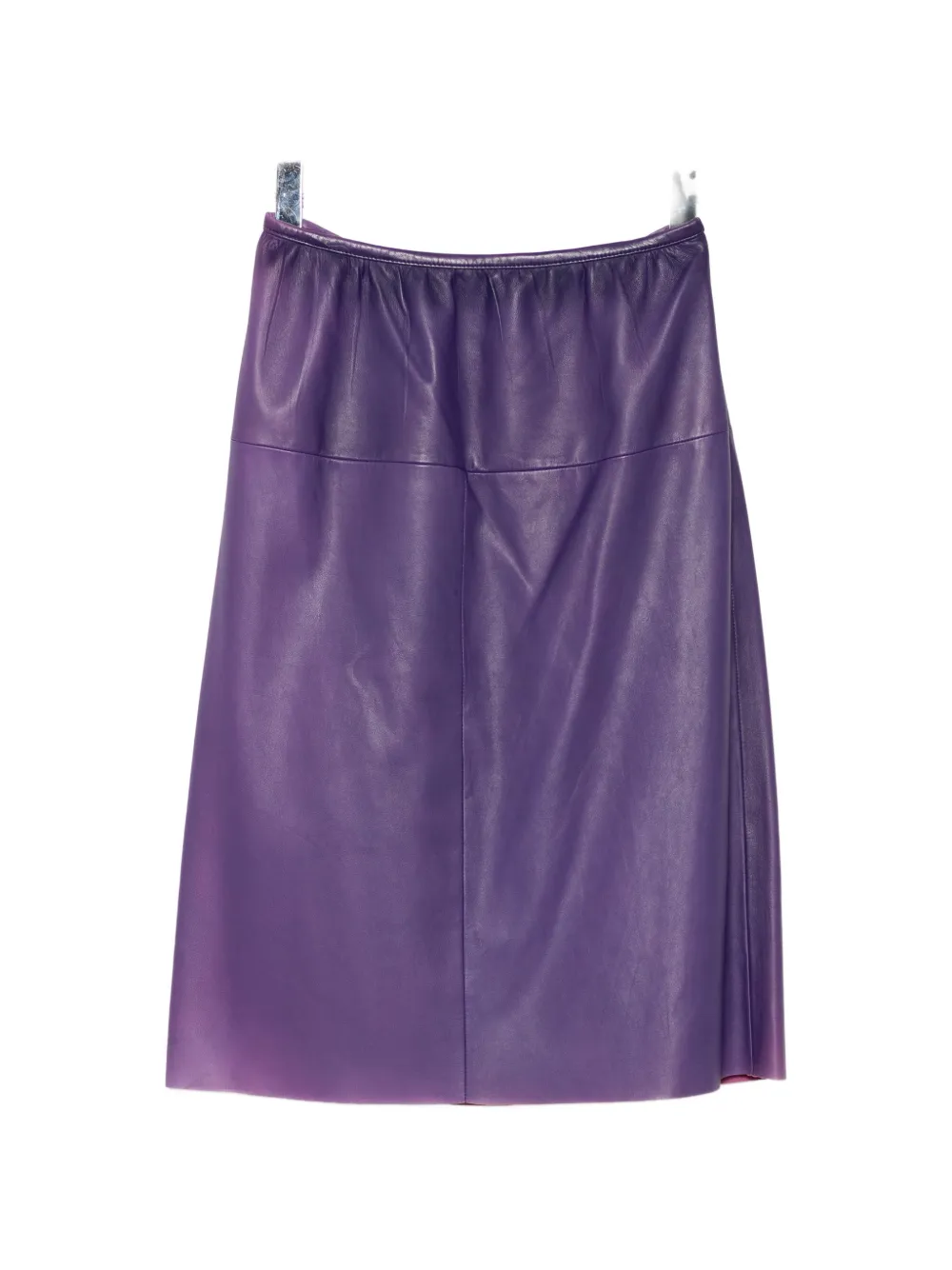 Pre-owned Prada A-line Leather Skirt In Purple