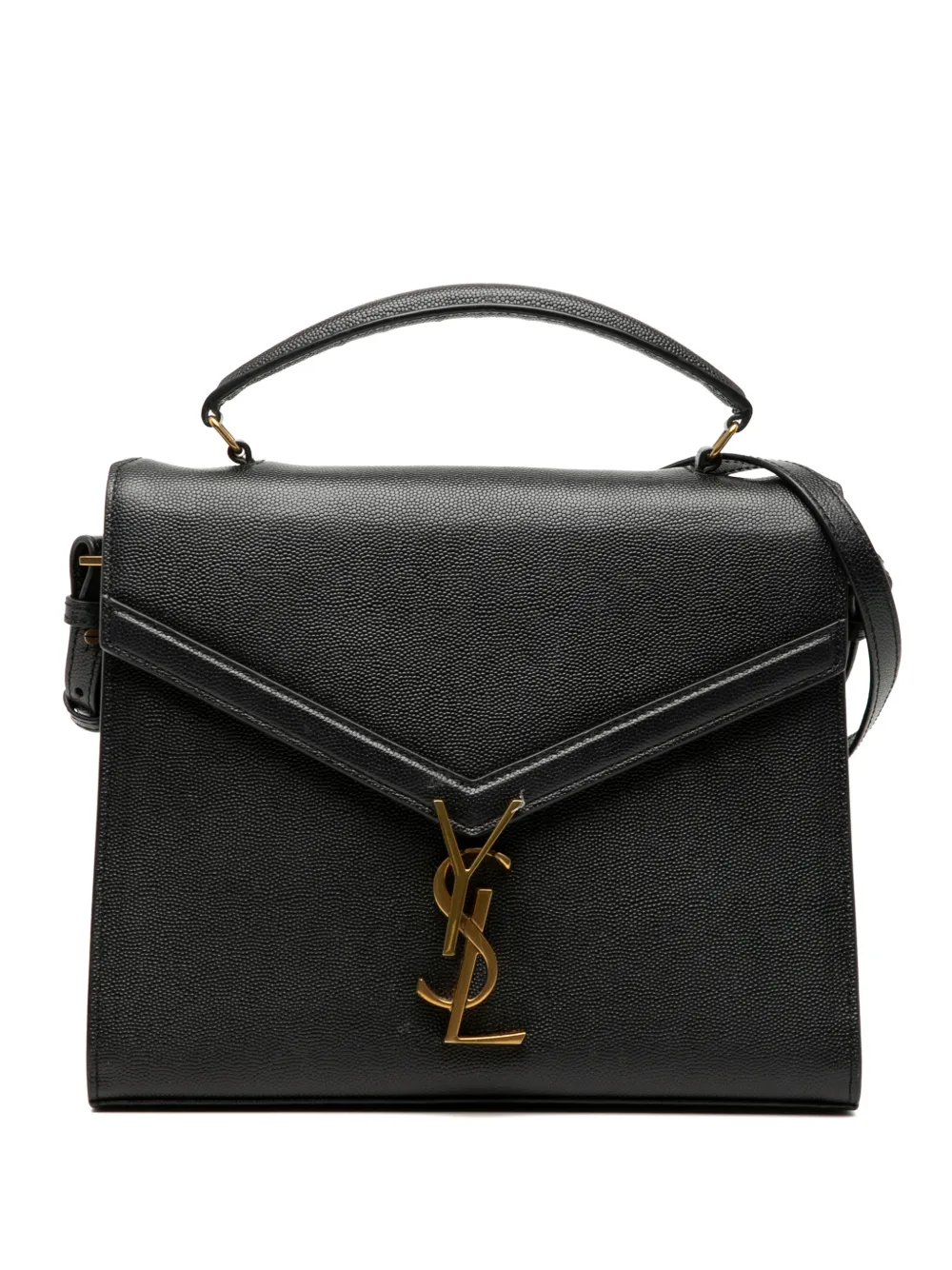 Saint Laurent Pre-Owned 2019 Medium Grain de Poudre Classic Monogram Cassandra Top Handle Bag satchel - Nero