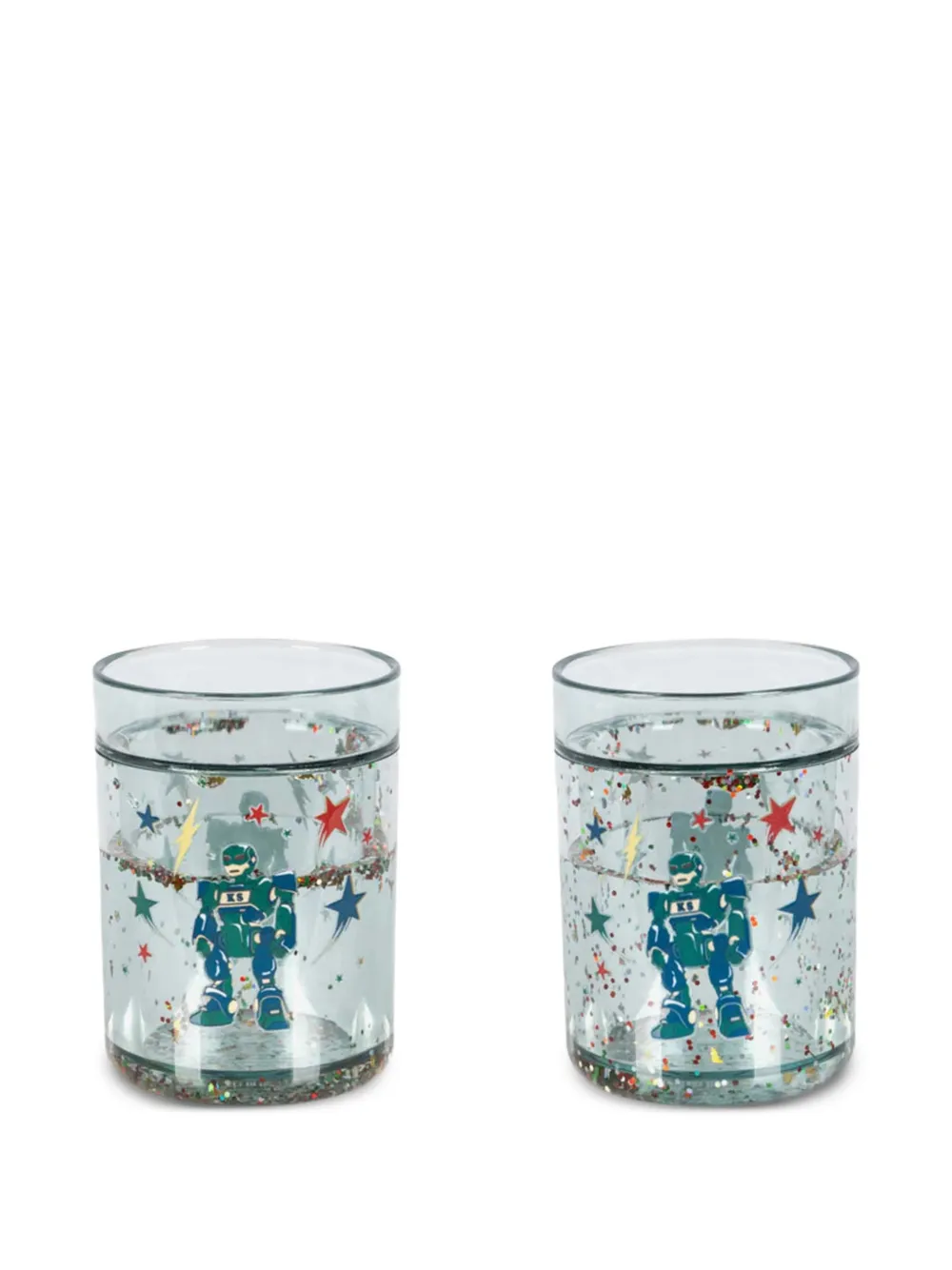 Konges Sløjd robot-print glitter cups (set of two) - Blu