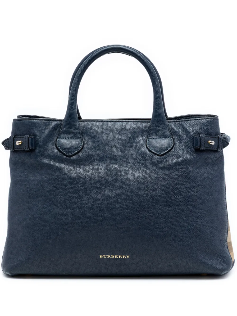 Burberry Pre-Owned 2000-2017 Medium Leather and House Check Banner satchel - Blu