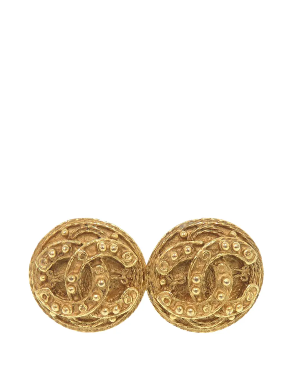 CHANEL Pre-Owned 2004 CC Gold Plated Round Clip On Earrings costume earrings - Oro
