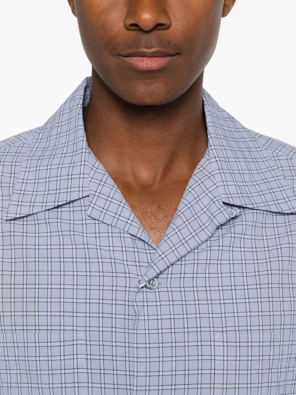 Maison Margiela Geruit overhemd met campkraag Blauw