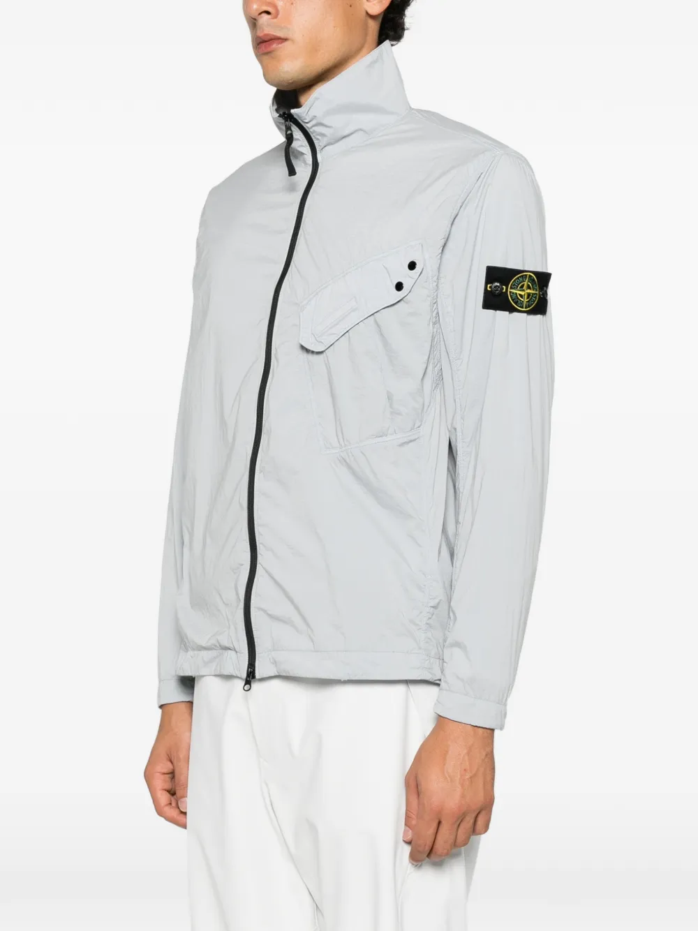 Stone Island logo-patch overshirt Grijs