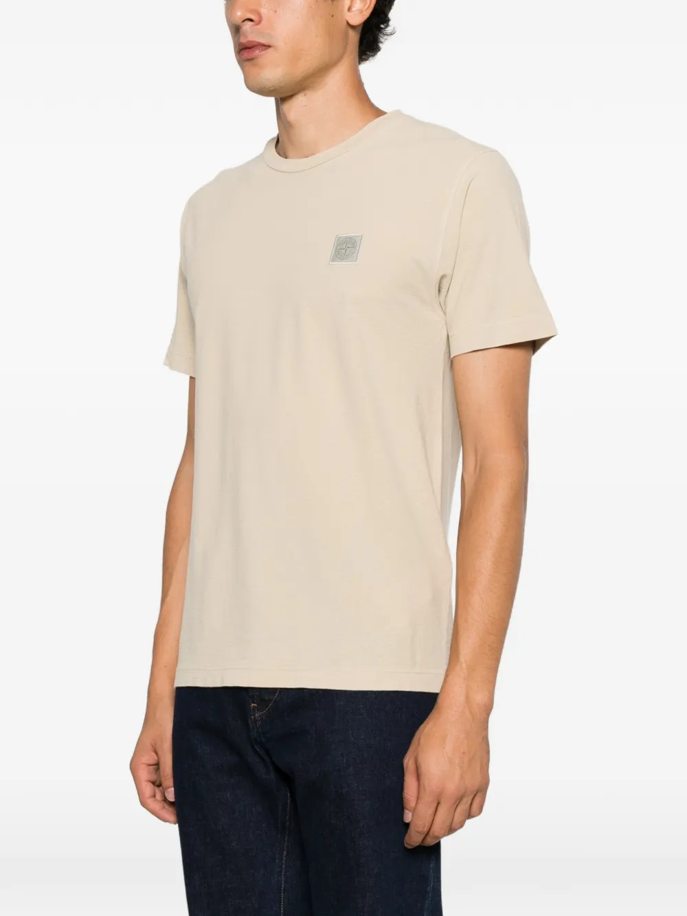 Stone Island Ghost logo-patch T-shirt Beige