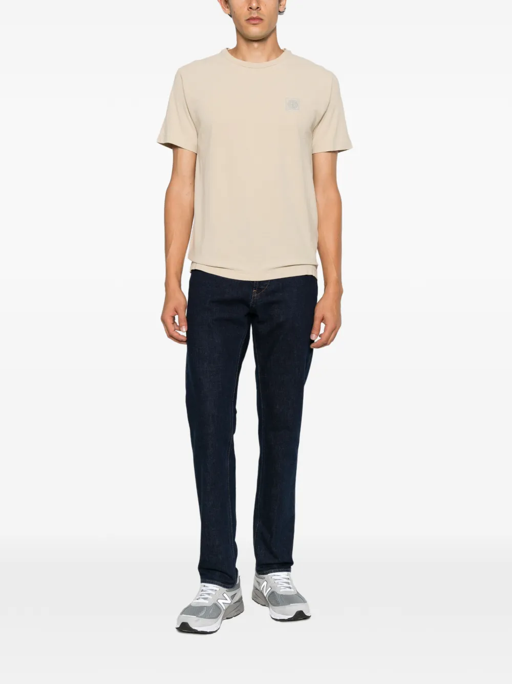 Stone Island Ghost logo-patch T-shirt Beige