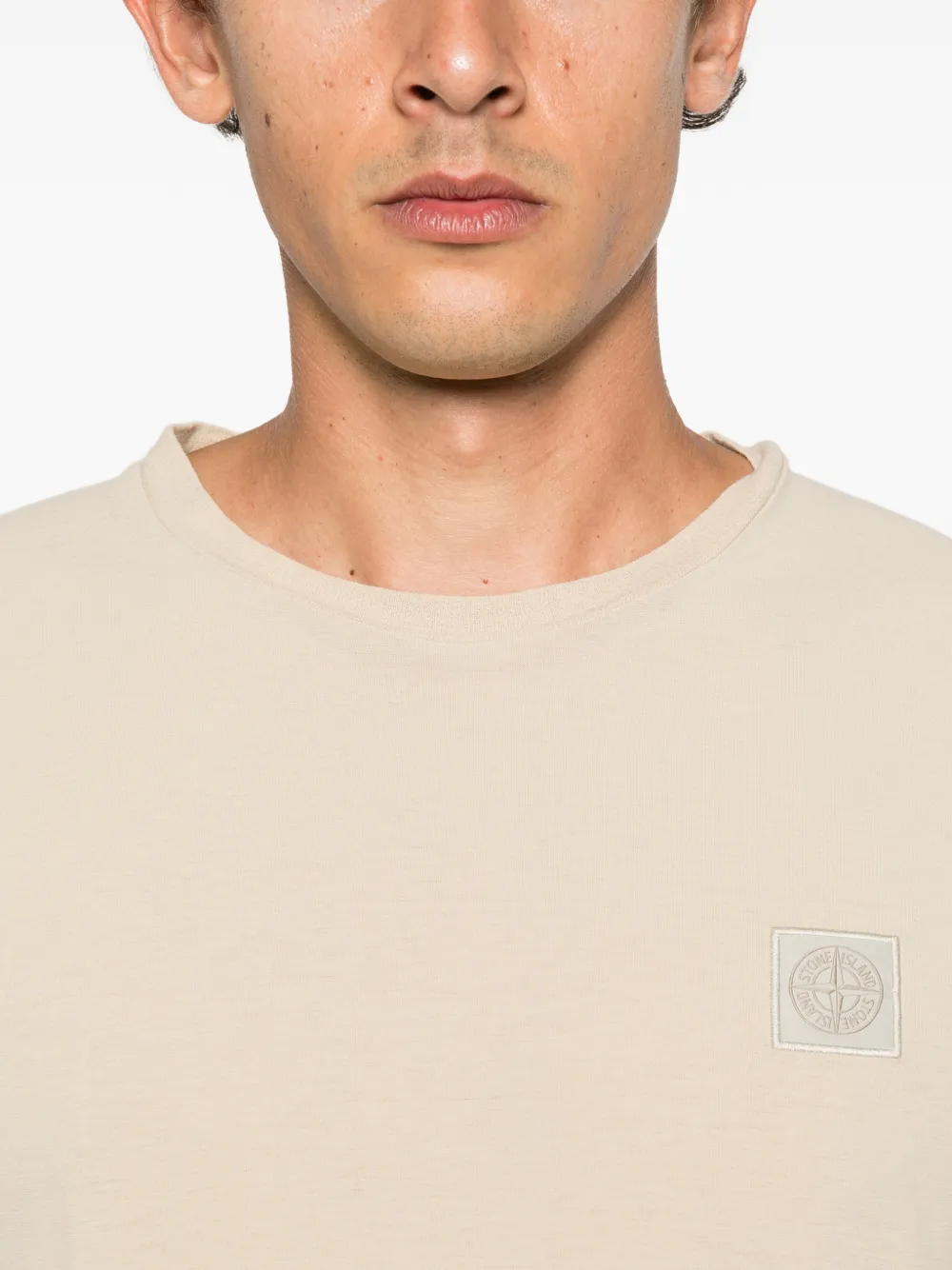 Stone Island Ghost logo-patch T-shirt Beige