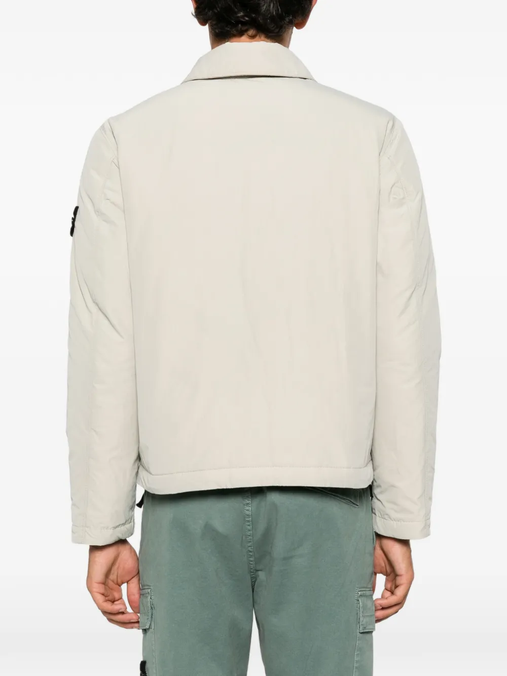 Stone Island logo-patch button-up jacket Beige