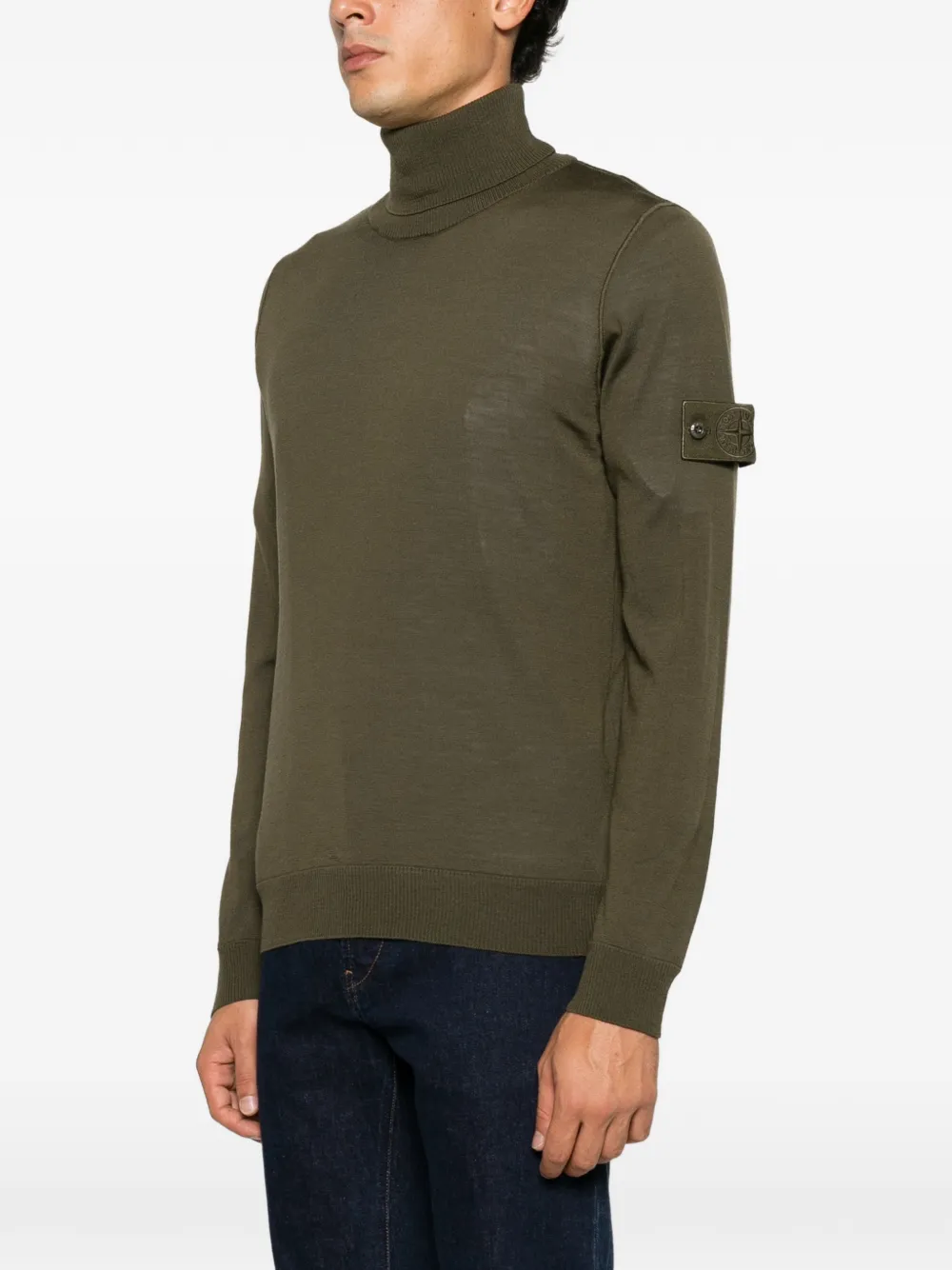 Stone Island Ghost logo-patch sweater Groen
