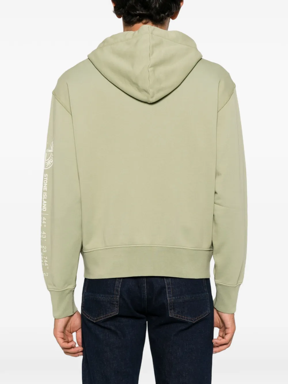 Stone Island Hoodie met logoprint en rits Groen