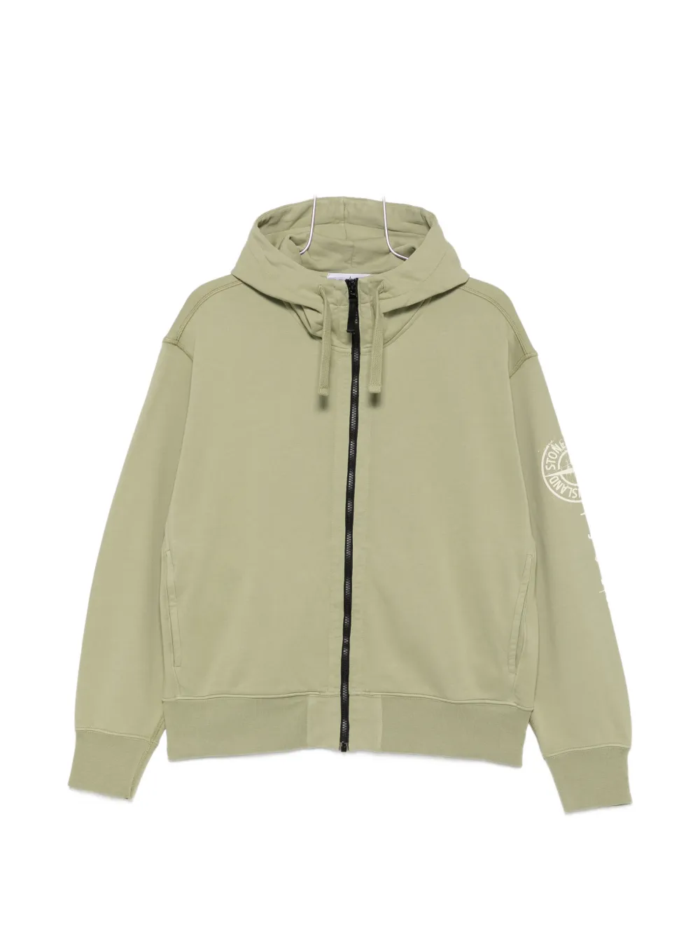 Stone Island logo-print zip-up hoodie - Verde