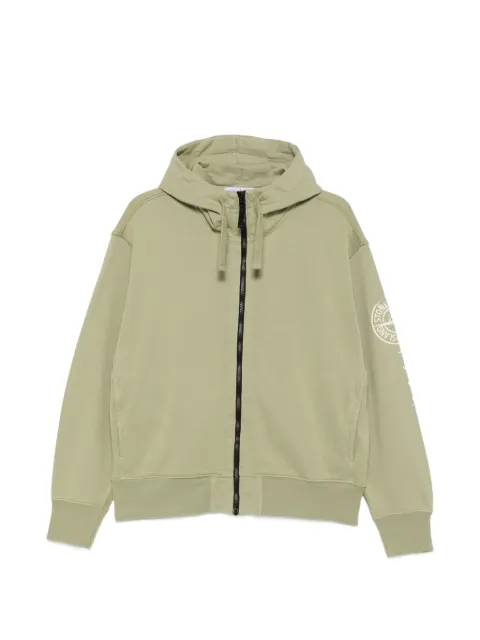 Stone Island hættetrøje med logotryk og lynlås