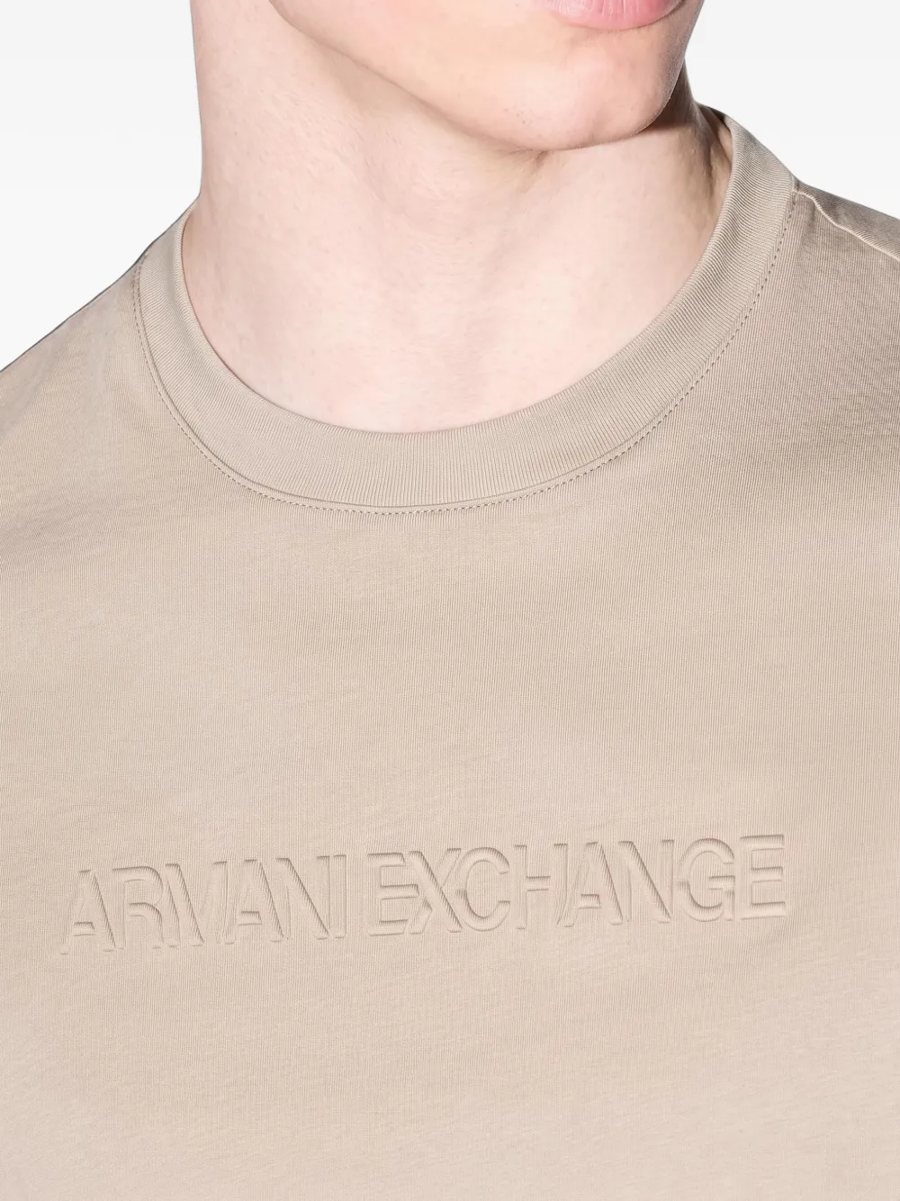 Armani Exchange logo-embossed T-shirt Beige