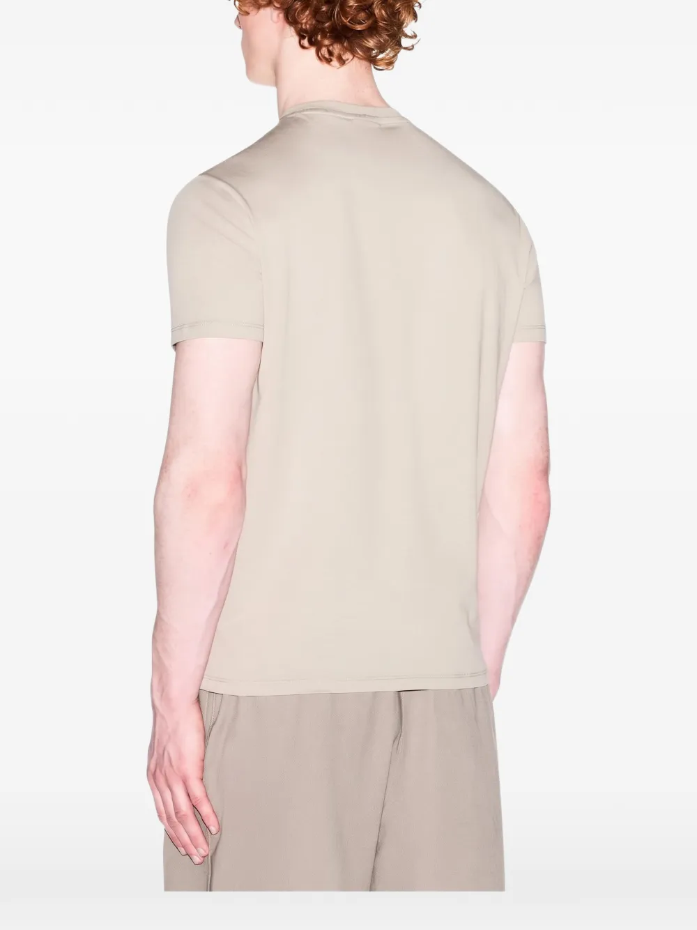 Armani Exchange logo-embossed T-shirt Beige