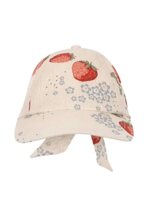 Konges Sløjd Ava strawberry-print seersucker cap