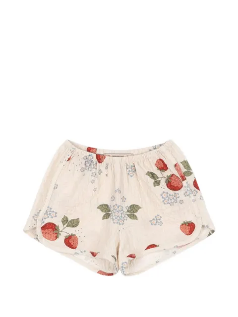 Konges Sløjd Ava strawberry-print seersucker-texture shorts