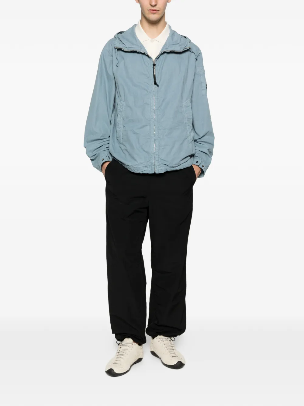 C.P. Company Hoodie met ritssluiting en Lens-detail Blauw