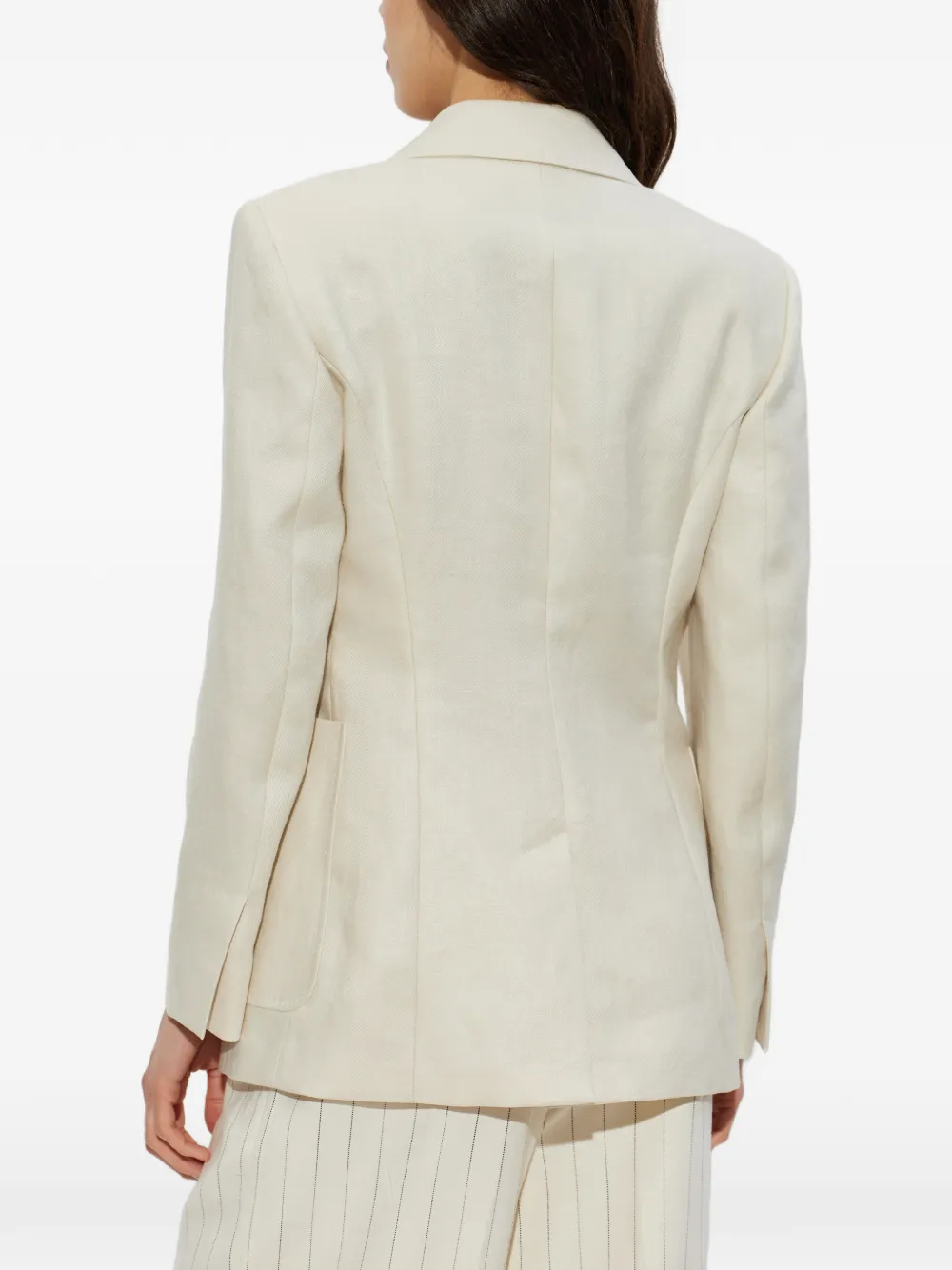 Max Mara Linnen blazer met enkele rij knopen Beige