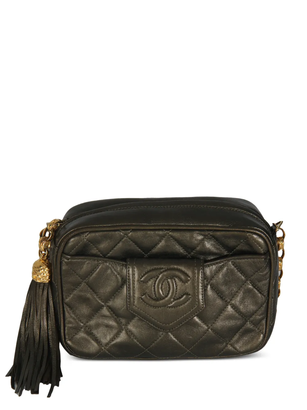 CHANEL Pre-Owned 1989-1991 tassel-detail quilted shoulder bag - Green