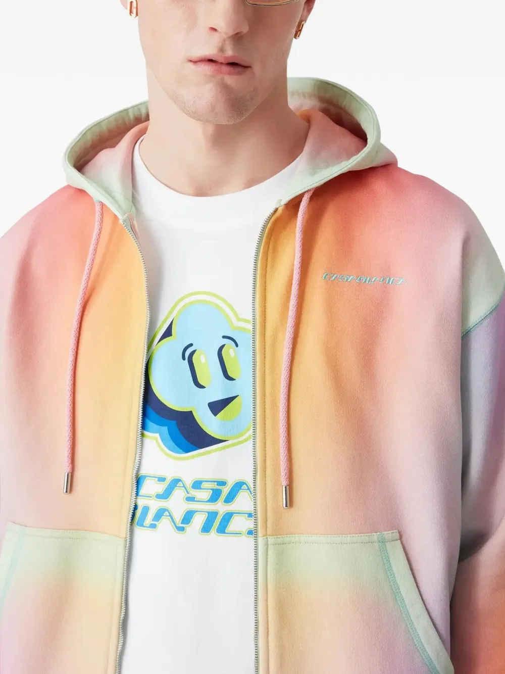 Casablanca Hoodie met kleurverloop en rits Oranje